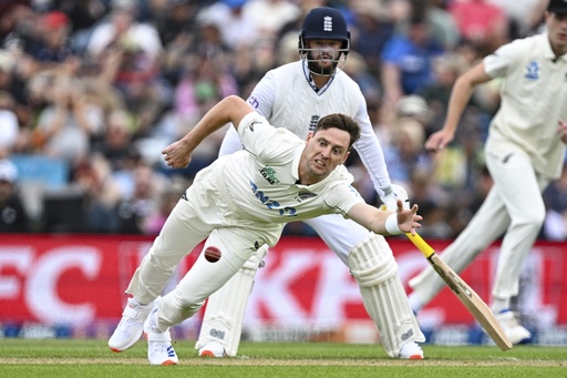 At lunch on day two of the first Test, England trails New Zealand’s 348 with a score of 45-3.