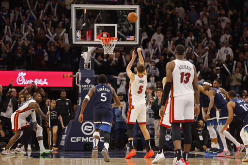 Heat narrowly defeat Timberwolves 95-94 thanks to Nikola Jovic’s late layup-and-1 with 7.8 seconds remaining.