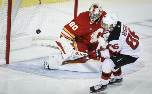 Coleman nets a pair, Vladar achieves third career clean sheet in Flames’ 3-0 win over Devils