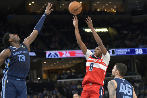 Jackson nets 39 points while Pippen records a triple-double in Grizzlies’ 128-104 victory over Wizards.