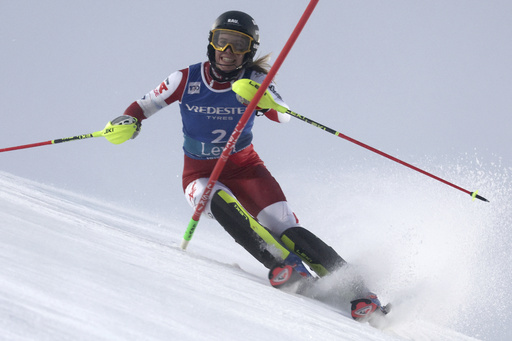 Mikaela Shiffrin of the US takes significant advantage in the first run of the World Cup slalom, closing in on her 98th career victory.