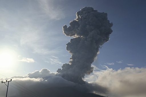 Mount Lewotobi Laki Laki in Indonesia erupts again, prompting residents to evacuate from hazardous areas.