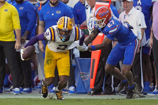 In defeat against Florida, LSU’s Brian Kelly berates one player while receiving shouts from another.