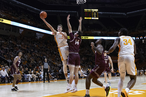 Milicic contributes 18 points in No. 11 Tennessee’s 92-57 victory over Montana