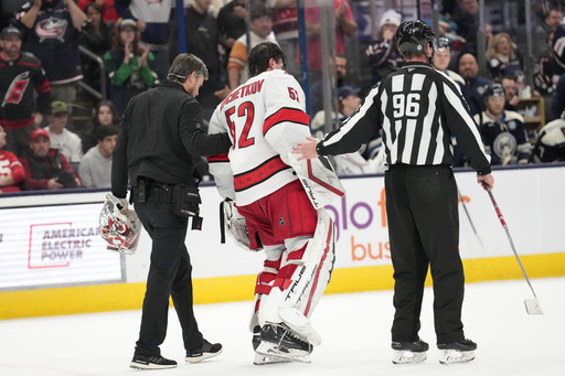 Hurricanes goalie Kochetkov placed in concussion protocol following weekend collision on the ice.