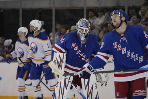 Rangers goalie Igor Shesterkin benched during second period after conceding five goals to Sabres.