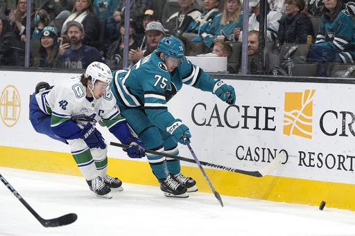 Pius Suter nets two goals in Canucks’ 3-2 victory over Sharks