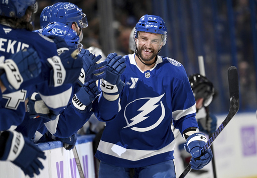 Hagel matches NHL record by registering 4 assists in the opening period as Lightning triumph over Avalanche 8-2