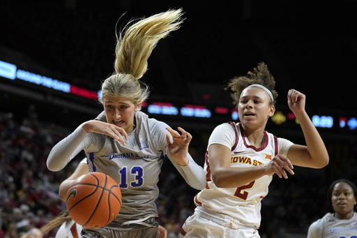 Crooks nets 16 points, Brown achieves double-double in No. 8 Iowa State women’s 64-42 victory over Indiana State