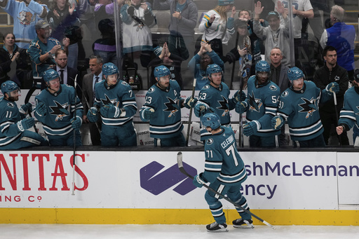 Celebrini tallies two goals and an assist in Sharks’ surprising 7-2 victory over Kings