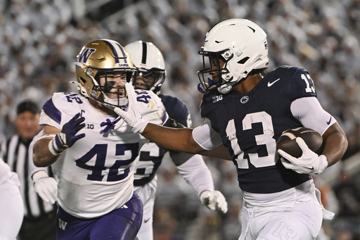 Warren records two touchdowns in No. 6 Penn State’s 35-6 blowout of Washington.