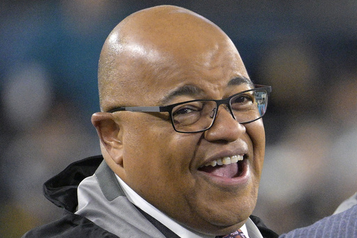 Mike Tirico of NBC comments on Eagles-Rams match following his Achilles injury the previous Monday.