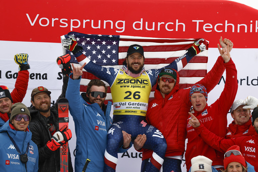 Odermatt finishes third in super-G at Gardena, still seeking first win; US skier Goldberg claims second place.