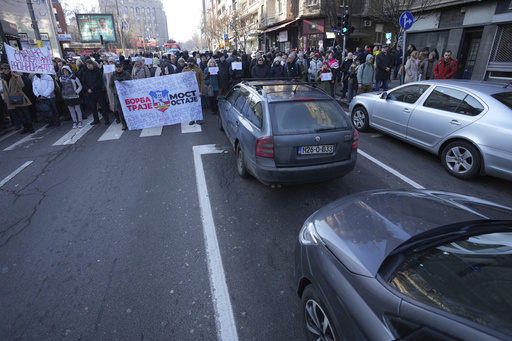 Student demonstrations and traffic disruptions continue in Serbia following the collapse of a concrete canopy.