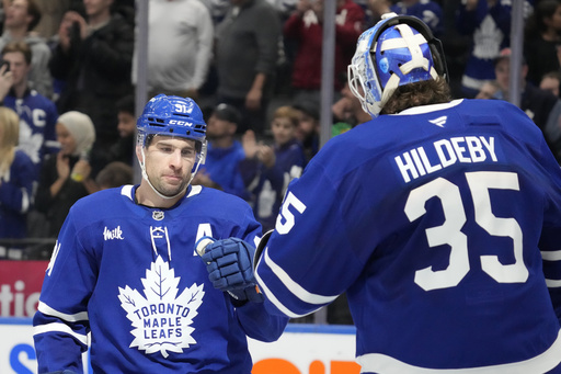 John Tavares nets his 14th career hat trick, leading the Maple Leafs to a 5-3 comeback victory over the Sabres.