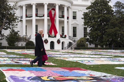 Biden displays AIDS Memorial Quilt at the White House in recognition of World AIDS Day