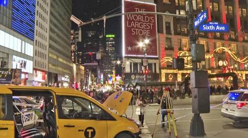 Police report NYC taxi driver experienced medical emergency before jumping curb and injuring pedestrians.