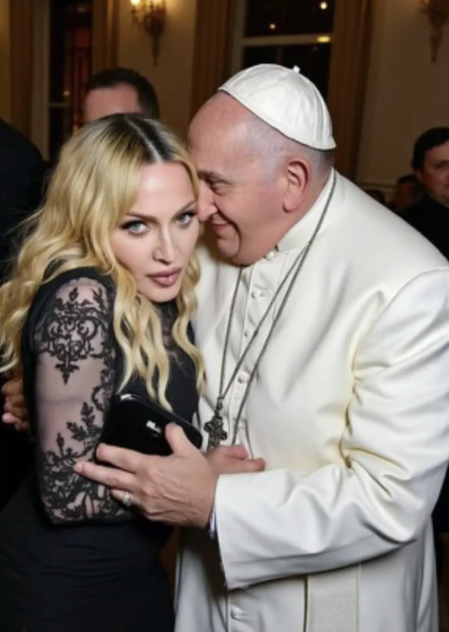 Madonna and Pope Francis, fake AI pics