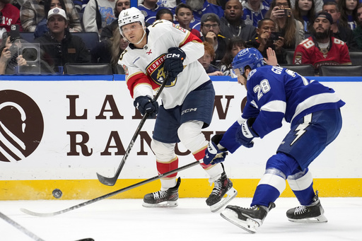 Panthers score two short-handed goals to defeat Lightning 4-2 in first game of back-to-back series.