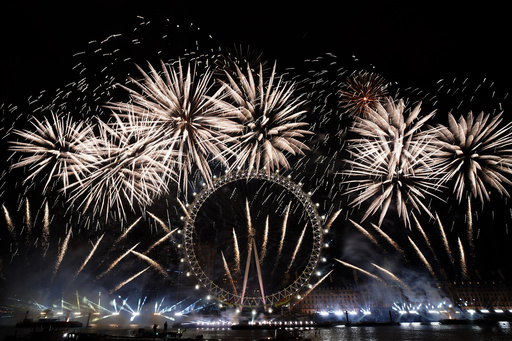 fire works at the London Eye