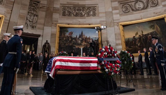 President George H. W. Bush lying in state in the United States Capitol rotunda ()By Dana Barciniak - Public Domain