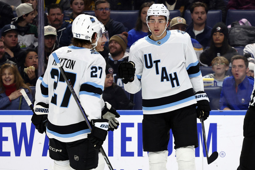 Michael Kesselring nets a goal in Utah’s 5-2 victory over the Buffalo Sabres.