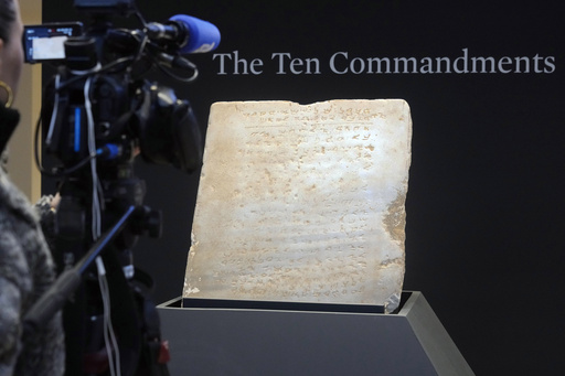 Ancient stone tablet featuring Ten Commandments to go up for auction