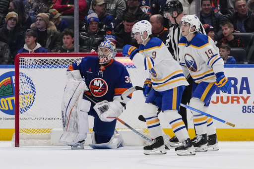 Rasmus Dahlin shines as the Sabres end 13-game losing streak with a 7-1 victory over the Islanders.