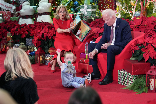 President Biden and the First Lady spread festive joy to families and children at a hospital during the holiday season.