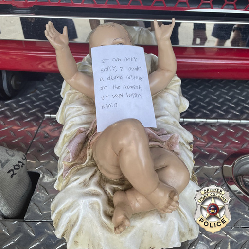 Stolen Baby Jesus statue from Colorado nativity display returned with a note of apology