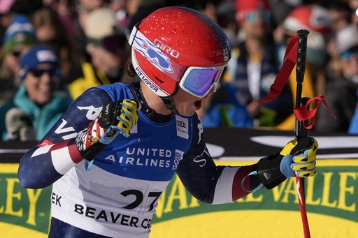 Austrian skier Cornelia Huetter claims victory in the inaugural women’s World Cup downhill event on the Birds of Prey track.