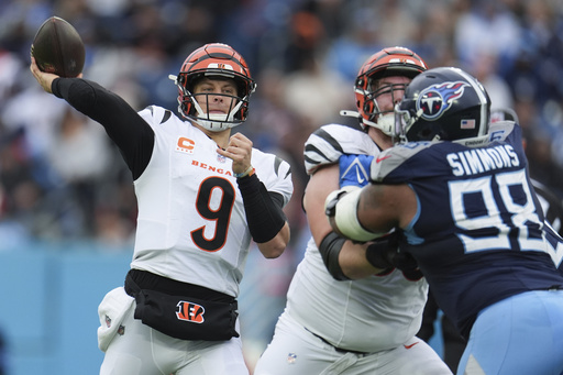 Burrow propels Bengals offense in messy victory against Titans