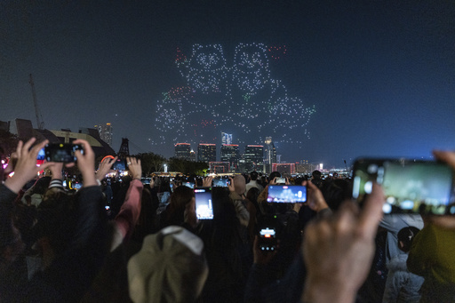 Numerous attendees convened in Hong Kong for the inaugural drone fireworks display.