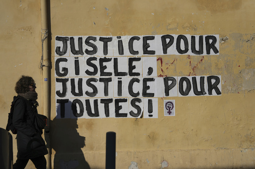 Women’s rights advocates protest in France prior to the ruling in Gisèle Pelicot’s rape case.