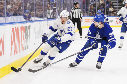 Matthew Knies nets two goals and contributes an assist in Maple Leafs’ 5-3 victory over Lightning.