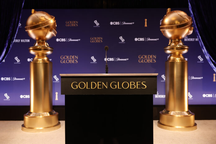 BEVERLY HILLS, CALIFORNIA - DECEMBER 09: A view of the stage at the 82nd Annual Golden Globes Nominations announcement and Media Preview event at The Beverly Hilton on December 09, 2024 in Beverly Hills, California. (Photo by Emma McIntyre/WireImage)