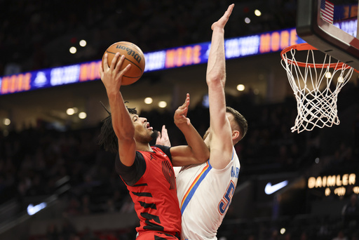 Shai Gilgeous-Alexander nets 33 points as the Thunder, top in the NBA, defeat the Trail Blazers 118-108.