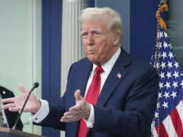 President Donald Trump speaks in the James Brady Press Briefing Room at the White House, Thursday, Jan. 30, 2025, in Washington. (AP Photo/Jacquelyn Martin)