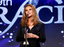 Maria Shriver speaks onstage at the 49th Annual Gracie Awards Gala held at the Beverly Wilshire, A Four Seasons Hotel on May 21, 2024 in Beverly Hills, California. (Photo by River Callaway/Variety via Getty Images)