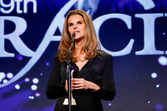 Maria Shriver speaks onstage at the 49th Annual Gracie Awards Gala held at the Beverly Wilshire, A Four Seasons Hotel on May 21, 2024 in Beverly Hills, California. (Photo by River Callaway/Variety via Getty Images)