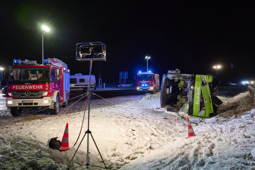 Two fatalities result from a bus collision on a highway in northeastern Germany