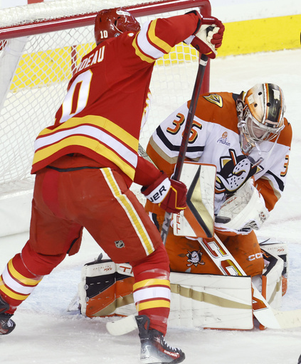 Matt Coronato nets two goals in Flames’ 4-1 win against the Ducks