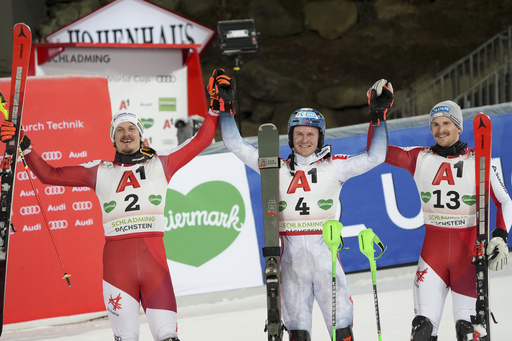 Timon Haugan triumphs in World Cup night slalom, securing second win for Norwegian ski team in two days.