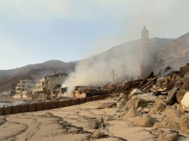 Burned out ruins along the Pacific Coast Highland