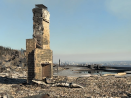 Only a chimney remains from a large mansion in Pacific Palisades