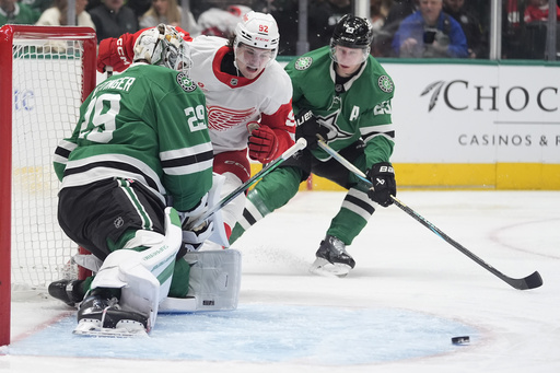 Robertson scores and assists while Oettinger stops 33 shots in Stars’ 4-1 victory over Red Wings