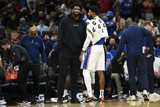 Joel Embiid of the Sixers sidelined for next road trip due to left knee swelling