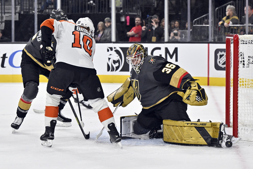 Golden Knights net three goals in the second period, defeating the Flyers 5-2