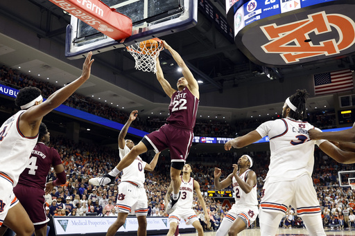 Baker-Mazara nets 20 points as top-ranked Auburn comfortably defeats No. 15 Mississippi State 88-66 in Broome’s absence.