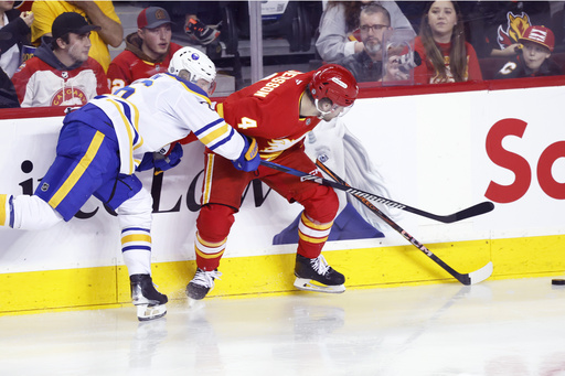 Flames triumph 5-2 against Sabres, fueled by 3-point efforts from Huberdeau and Kadri